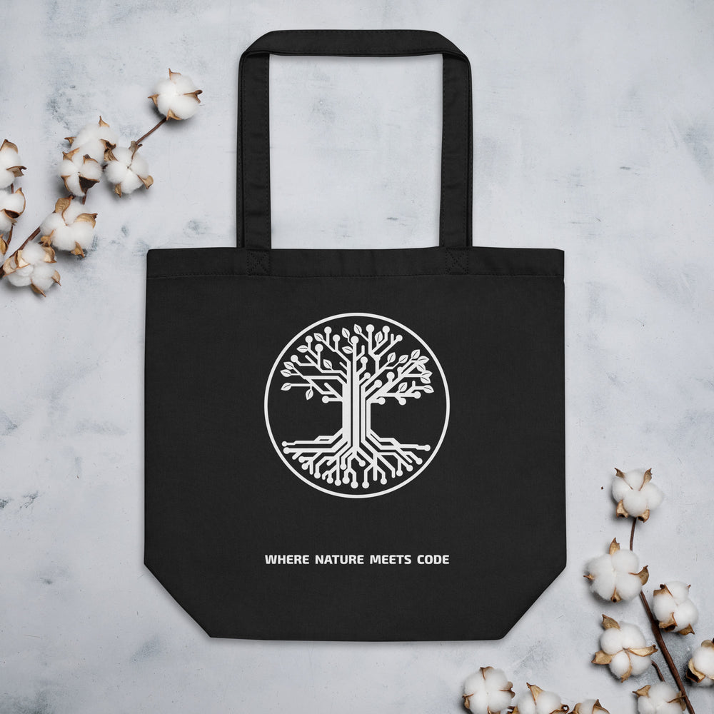 Tote bag bio ARBOR3S Signature Blanc Minéral — noir — vue de face