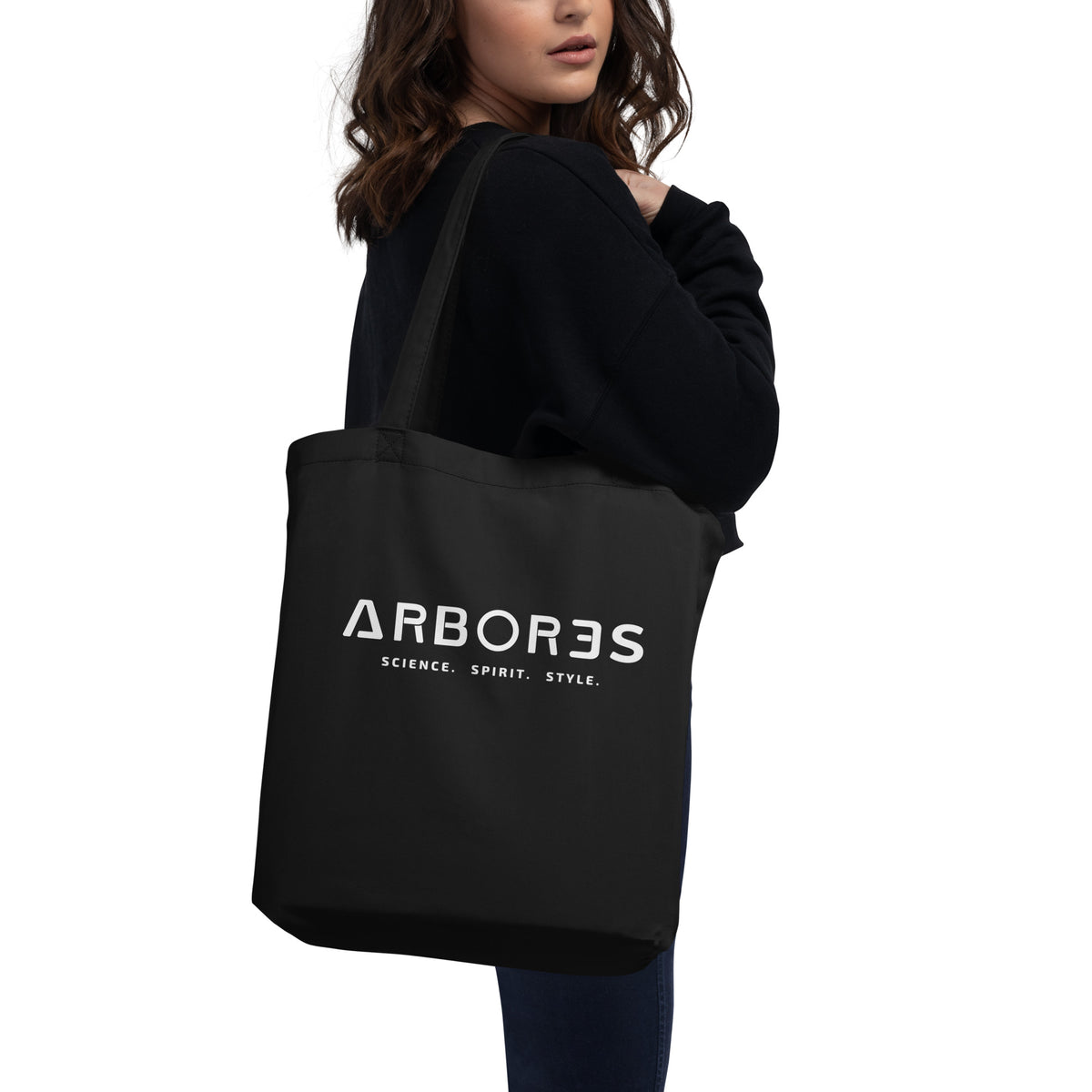 Tote bag bio ARBOR3S Signature Blanc Minéral — noir — vue de dos