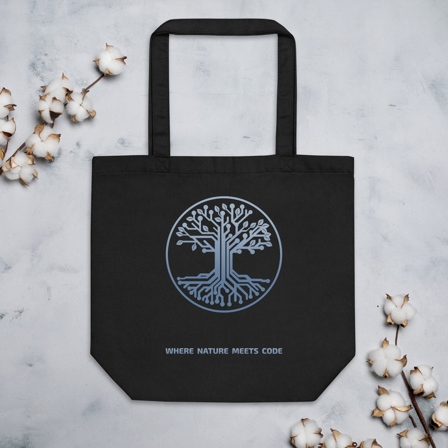 Tote bag bio ARBOR3S Signature Bleu Nébula — noir — vue de face