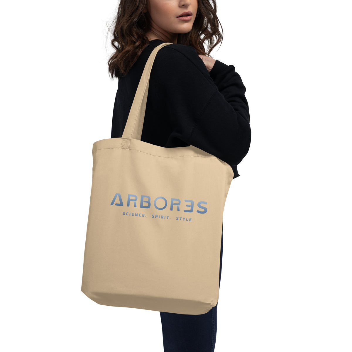 Tote bag bio ARBOR3S Signature Bleu Nébula — écru Oyster — vue de dos