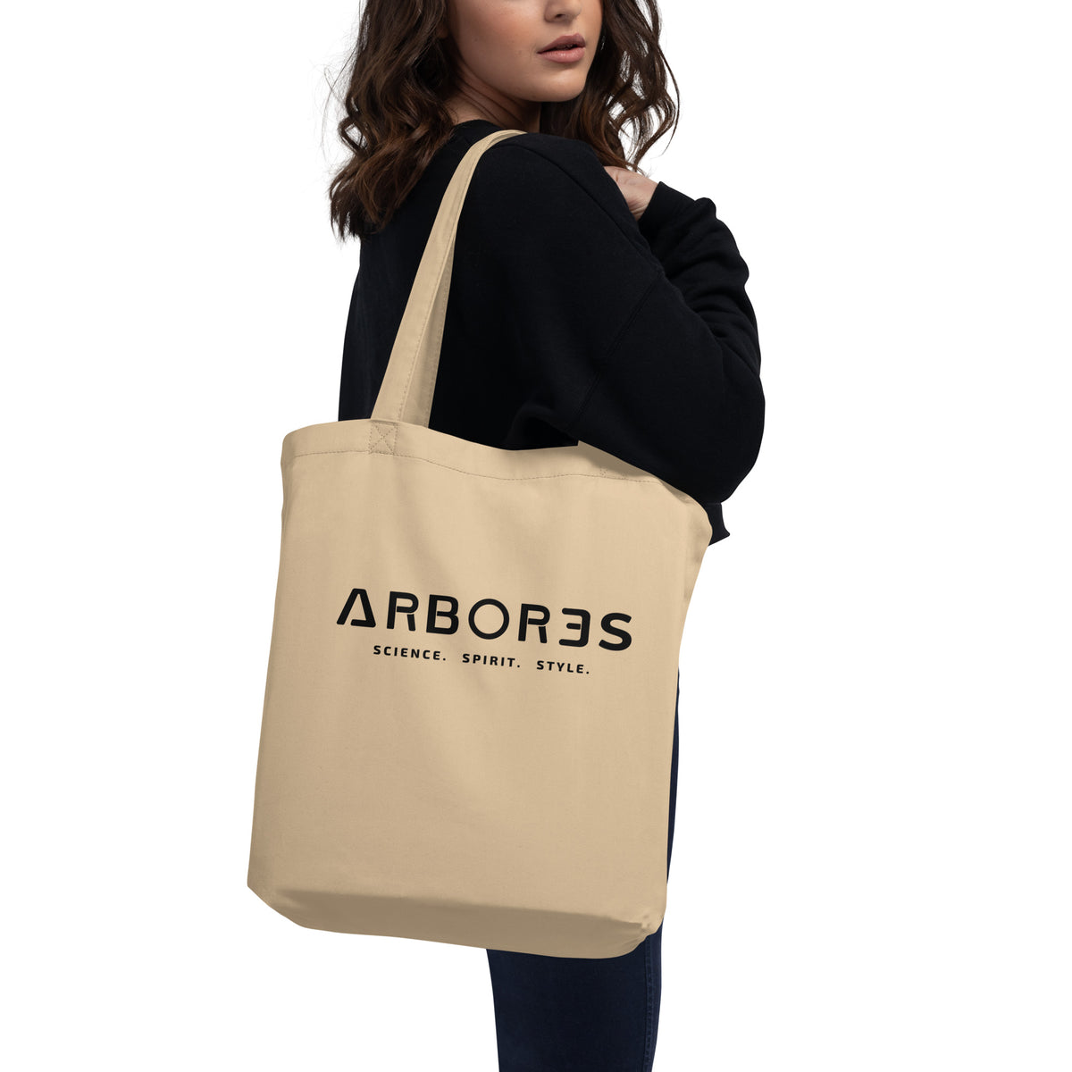 Tote bag bio ARBOR3S Signature Noir Carbone — écru Oyster — vue de dos