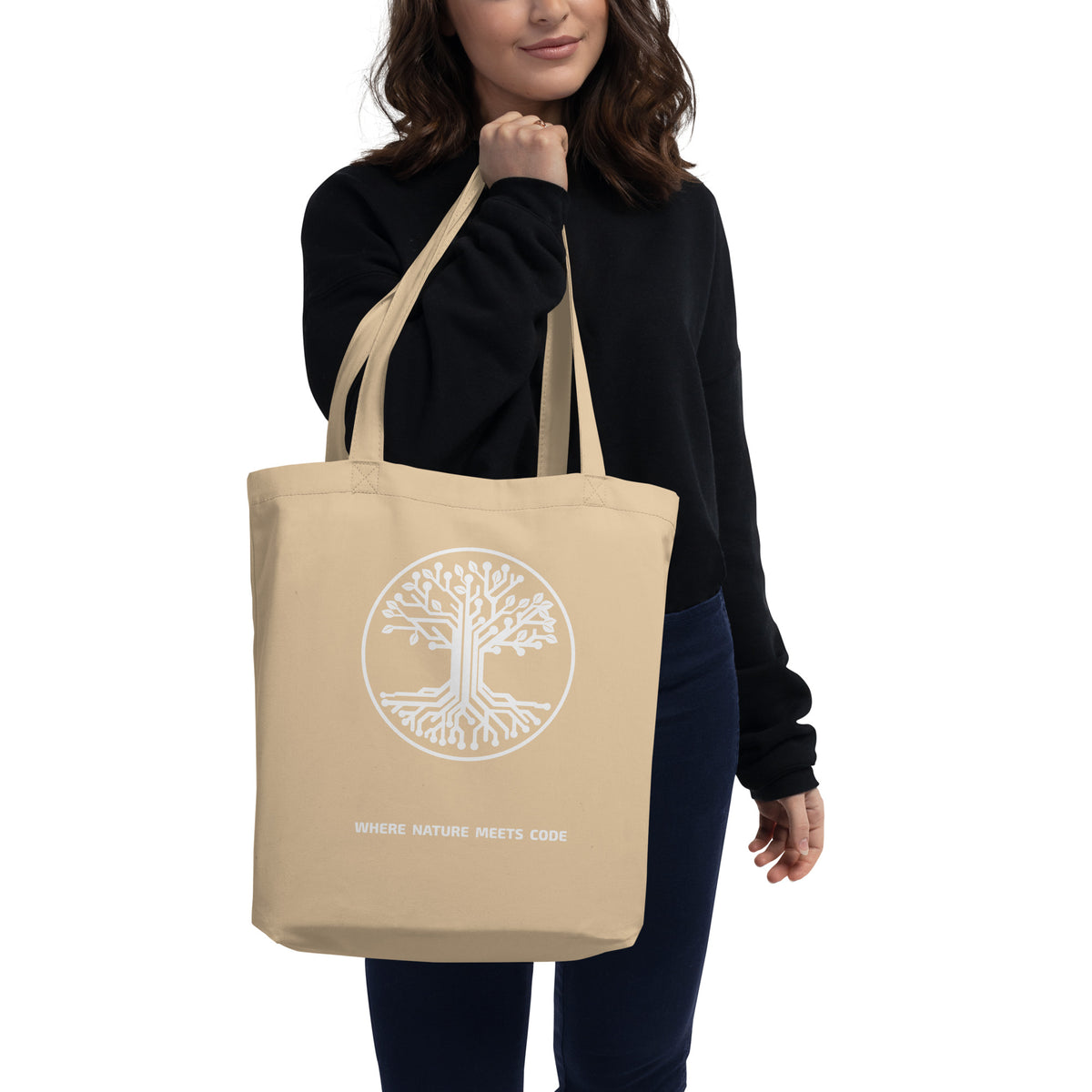 Tote bag bio ARBOR3S Signature Blanc Minéral — écru Oyster — vue de face