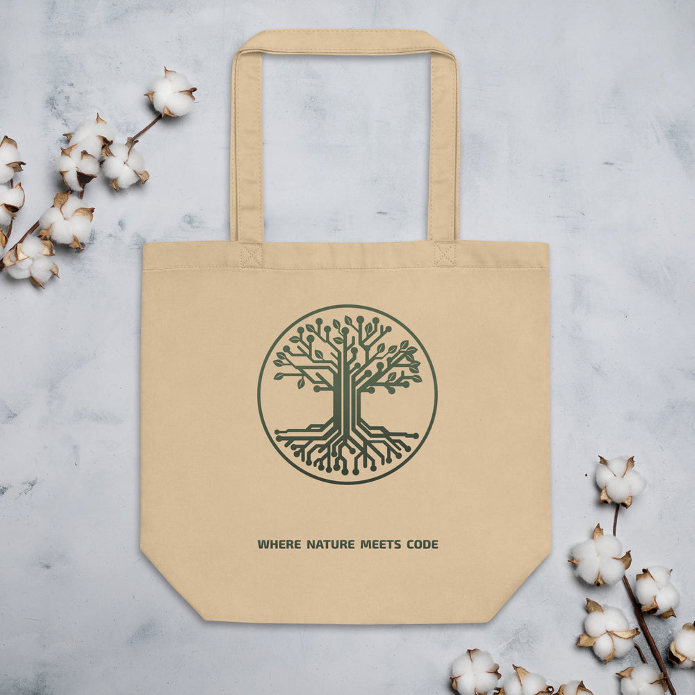 Tote bag bio ARBOR3S Signature Vert Canopée — écru Oyster — vue de face