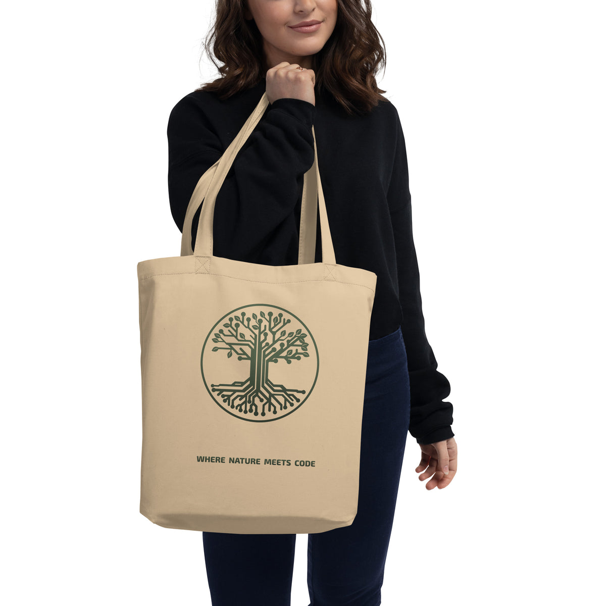 Tote bag bio ARBOR3S Signature Vert Canopée — écru Oyster — vue de face
