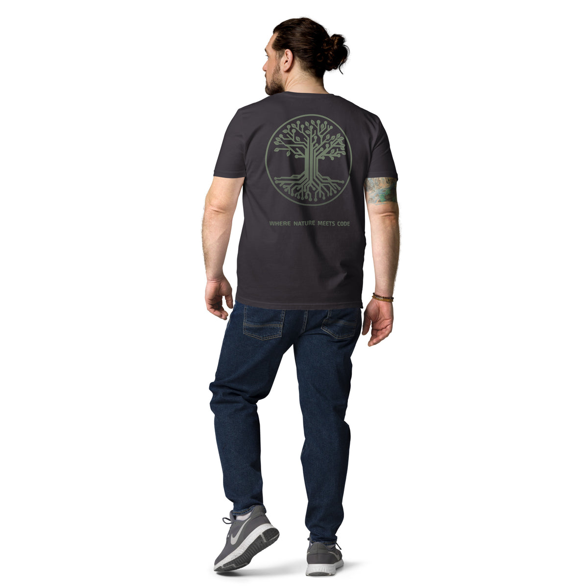 T-shirt bio ARBOR3S Signature Vert Canopée — anthracite — vue de dos