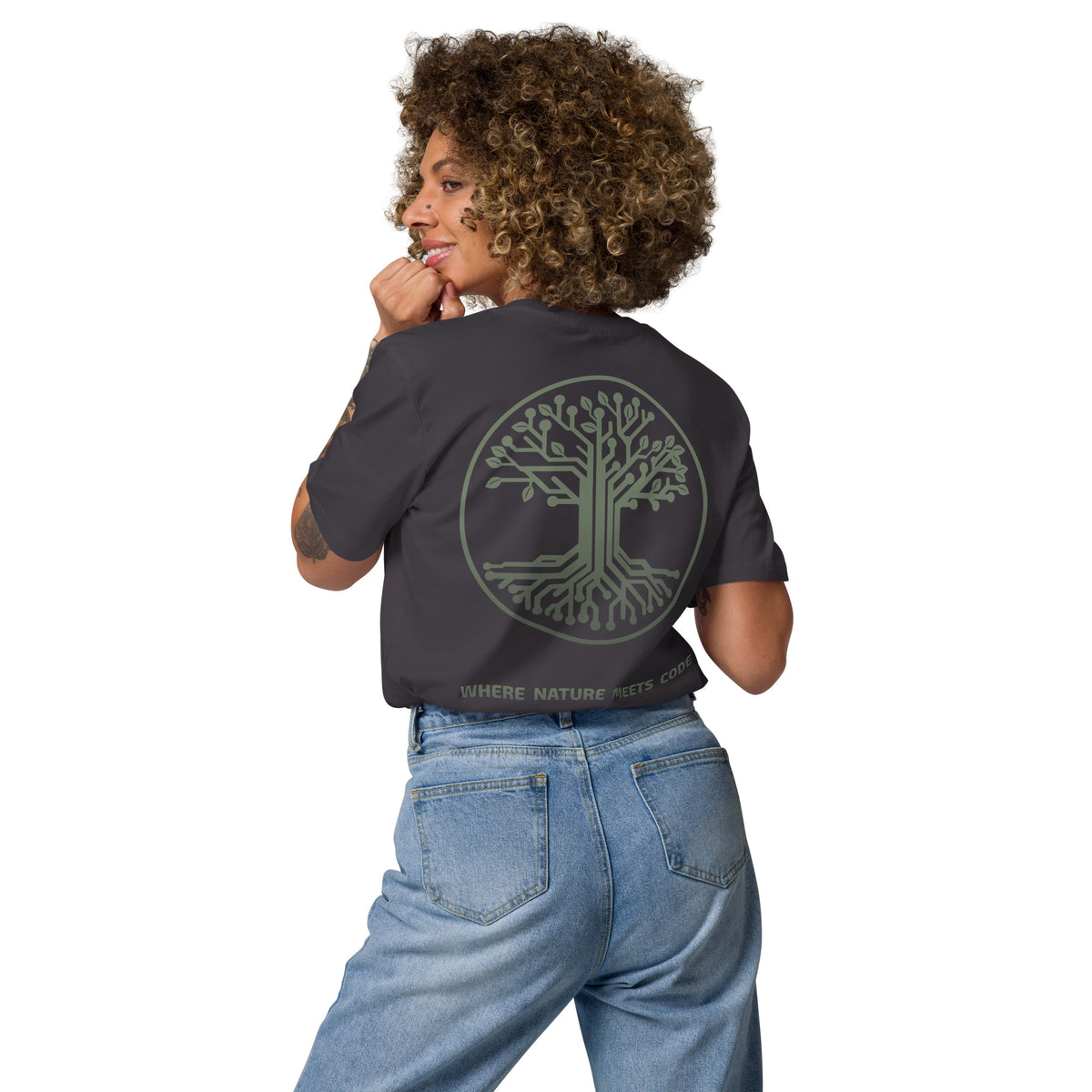 T-shirt bio ARBOR3S Signature Vert Canopée — anthracite — vue de dos