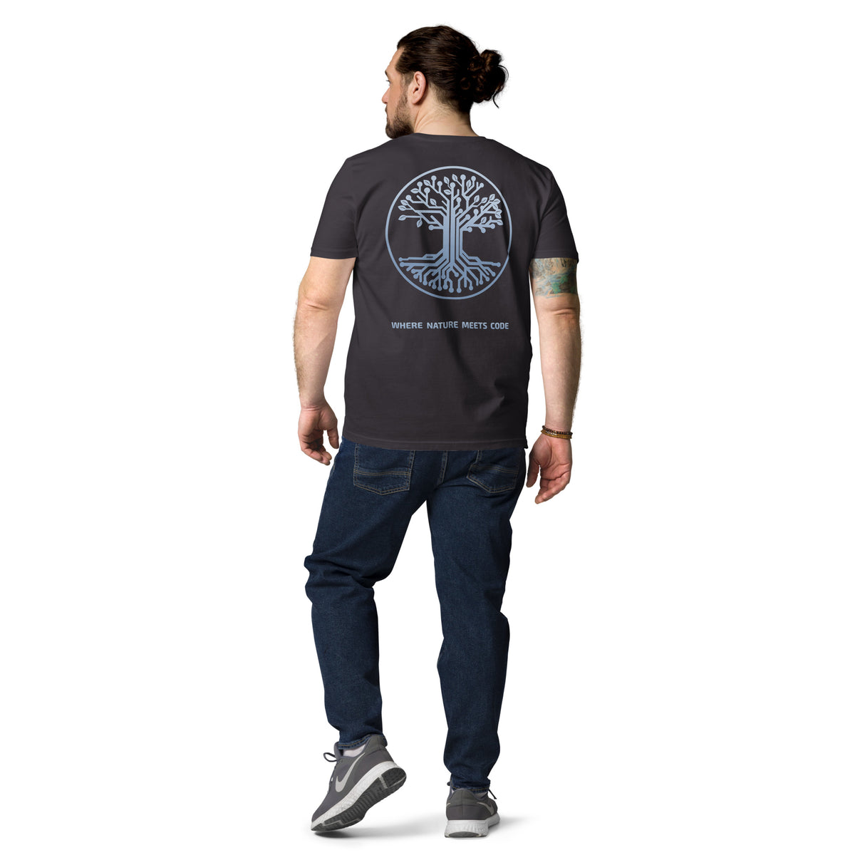 T-shirt bio ARBOR3S Signature Bleu Nébula — anthracite — vue de dos