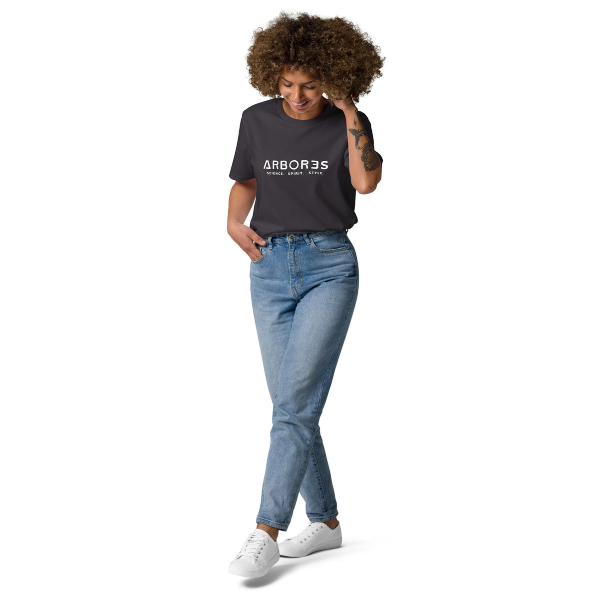 T-shirt bio ARBOR3S Signature Blanc Minéral — anthracite — vue de face