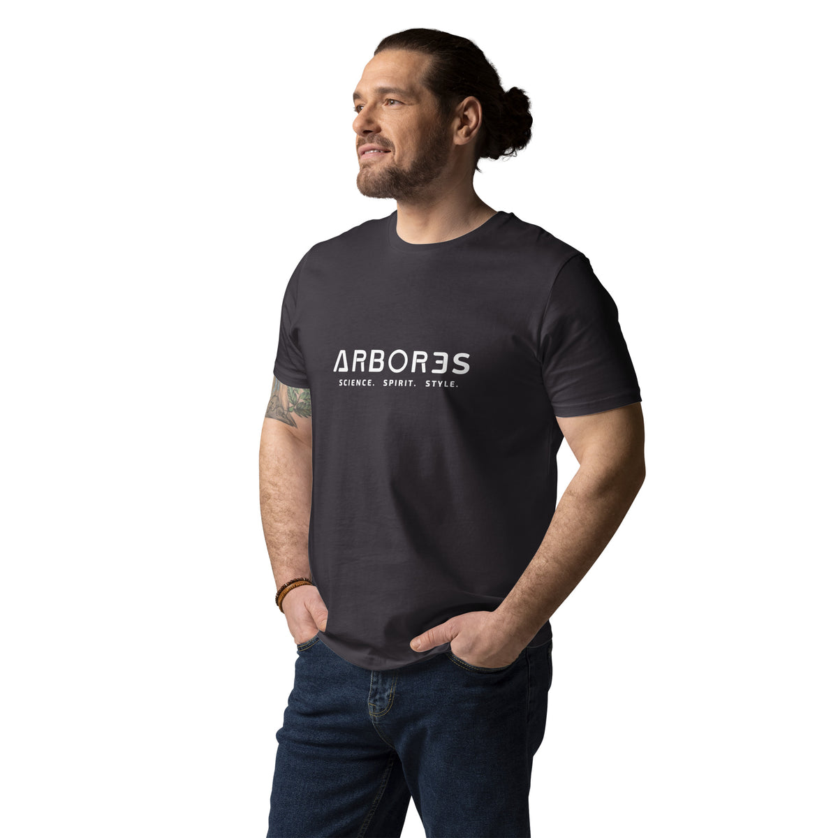 T-shirt bio ARBOR3S Signature Blanc Minéral — anthracite — vue de face