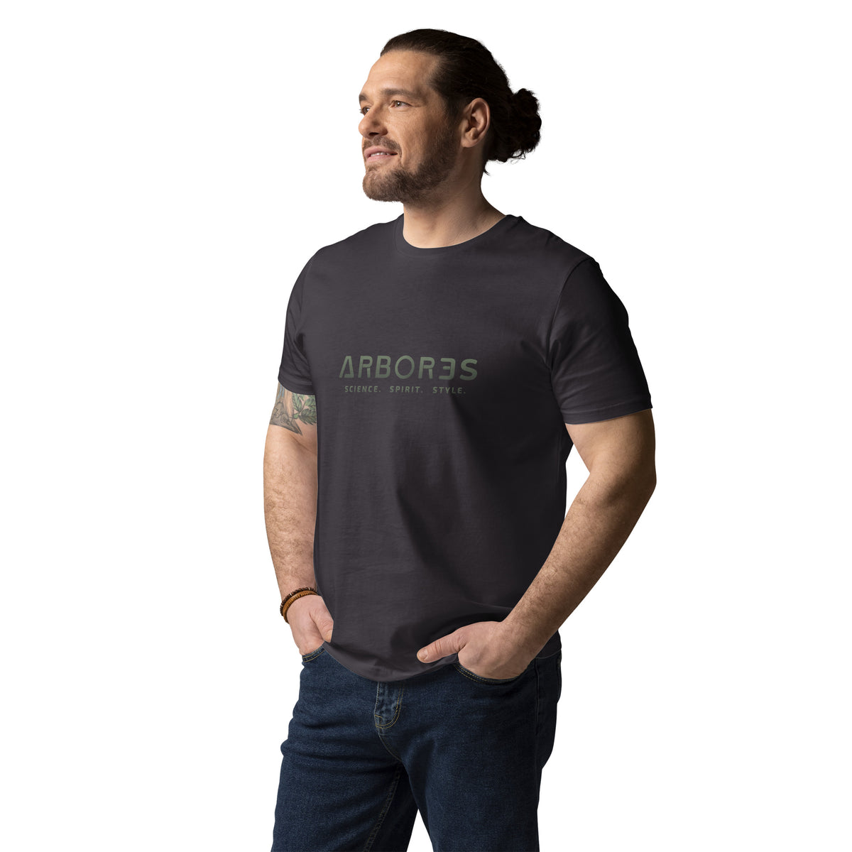 T-shirt bio ARBOR3S Signature Vert Canopée — anthracite — vue de face