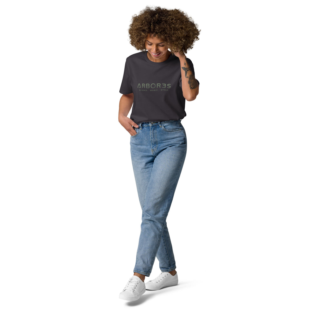 T-shirt bio ARBOR3S Signature Vert Canopée — anthracite — vue de face