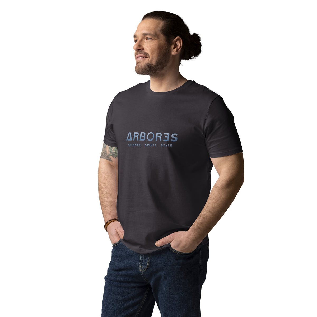 T-shirt bio ARBOR3S Signature Bleu Nébula — anthracite — vue de face