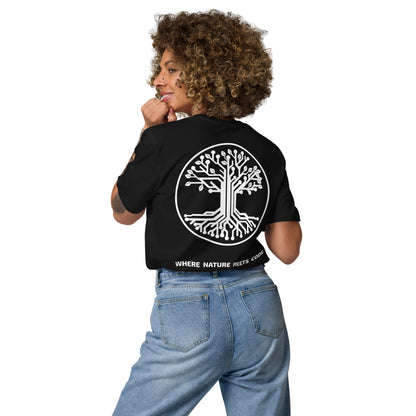 T-shirt bio ARBOR3S Signature Blanc Minéral — noir — vue de dos