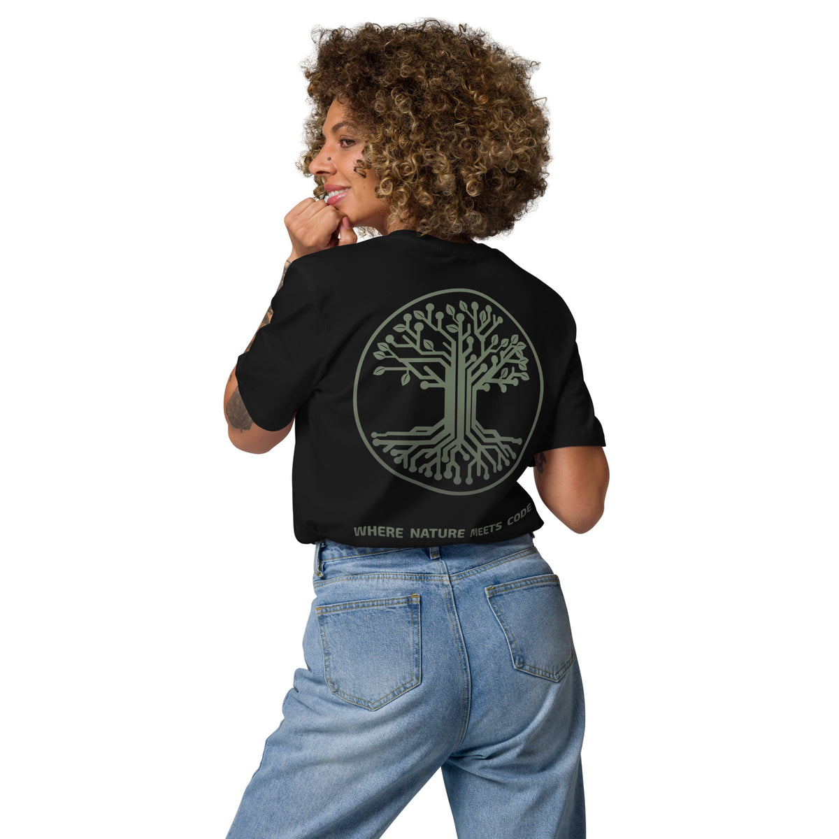T-shirt bio ARBOR3S Signature Vert Canopée — noir — vue de dos