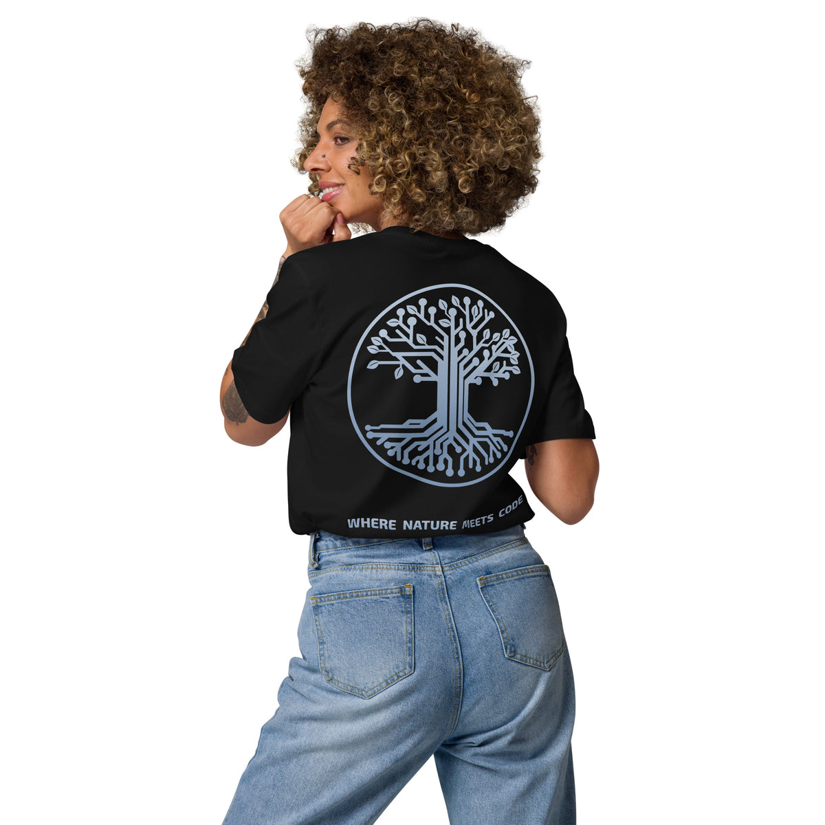 T-shirt bio ARBOR3S Signature Bleu Nébula — noir — vue de dos