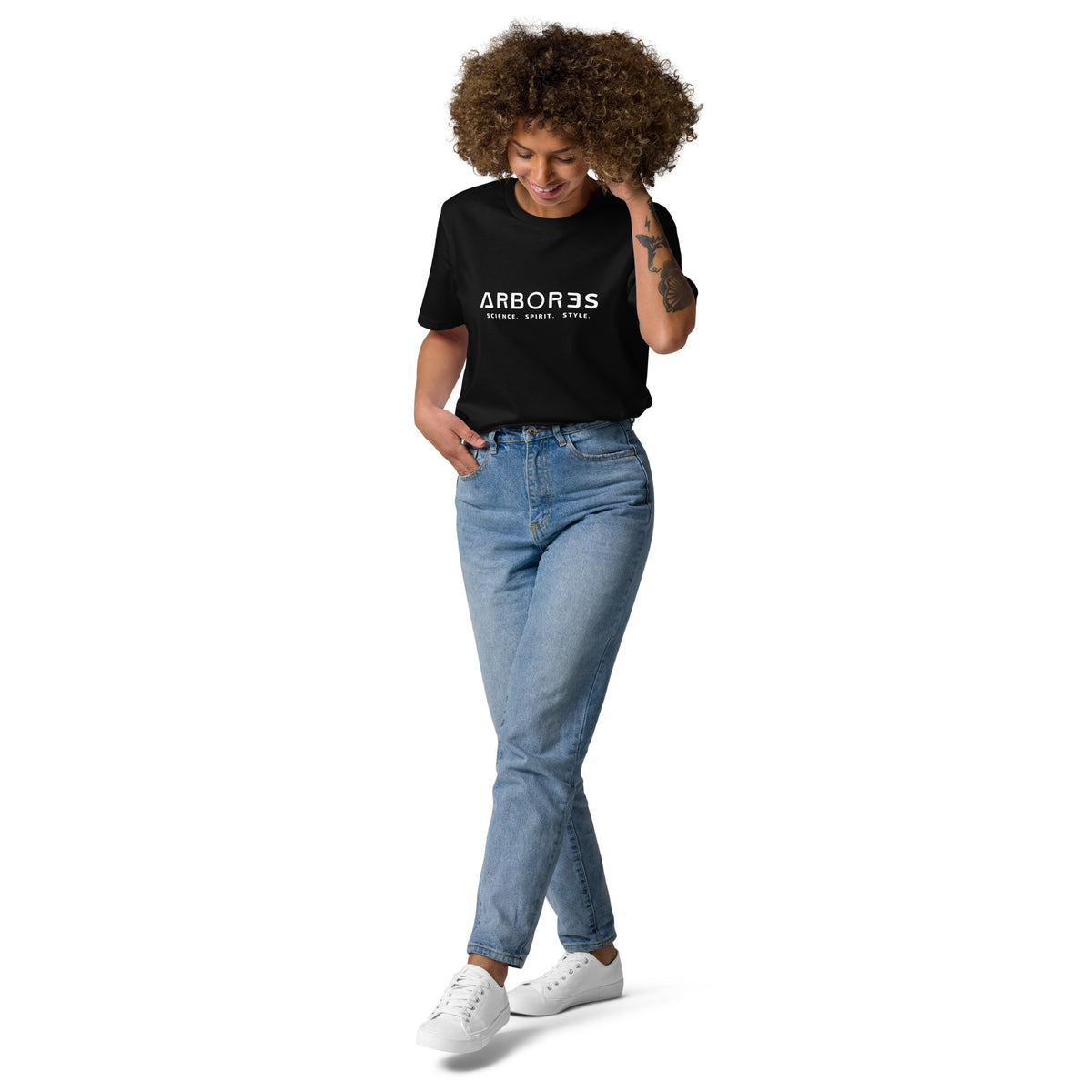 T-shirt bio ARBOR3S Signature Blanc Minéral — noir — vue de face