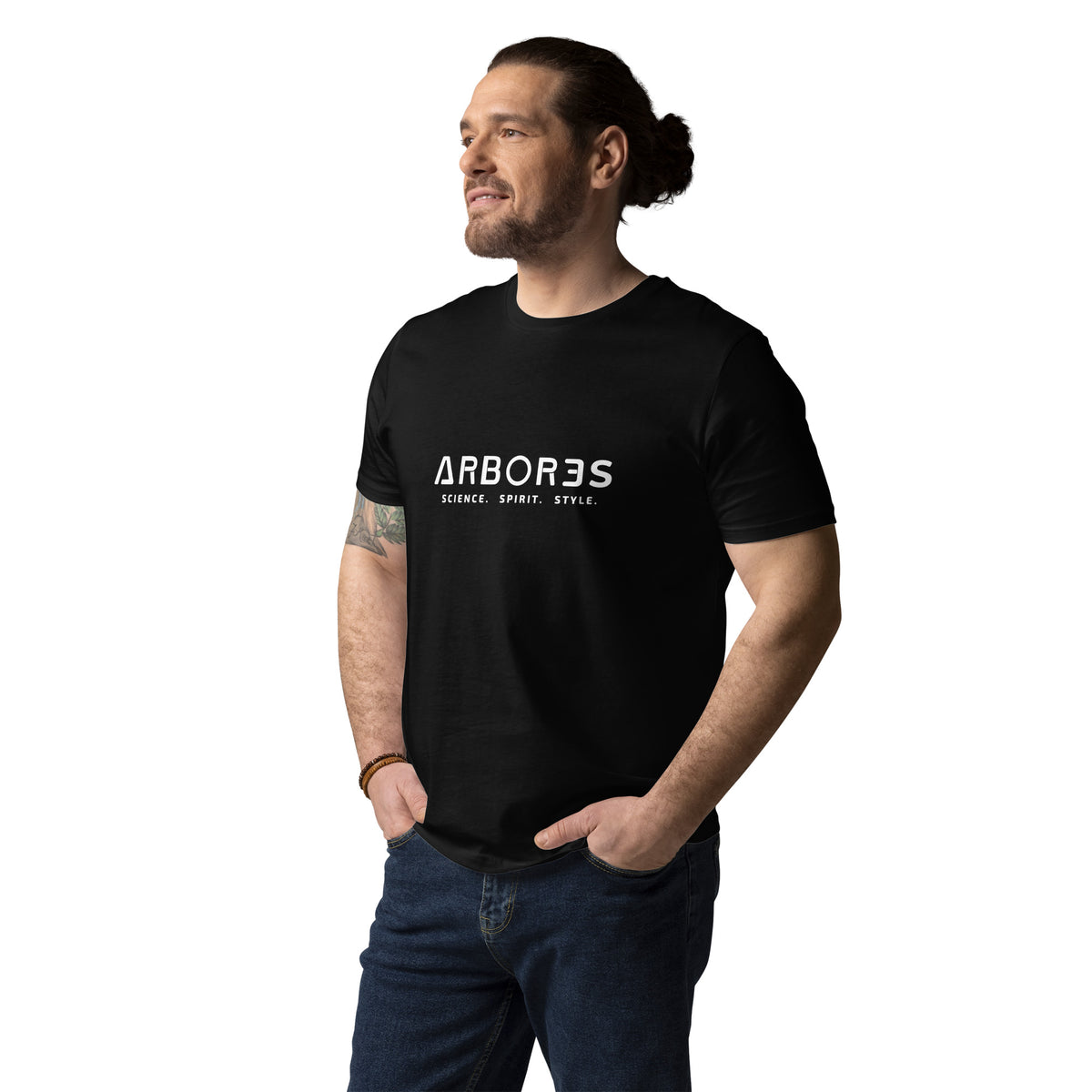 T-shirt bio ARBOR3S Signature Blanc Minéral — noir — vue de face