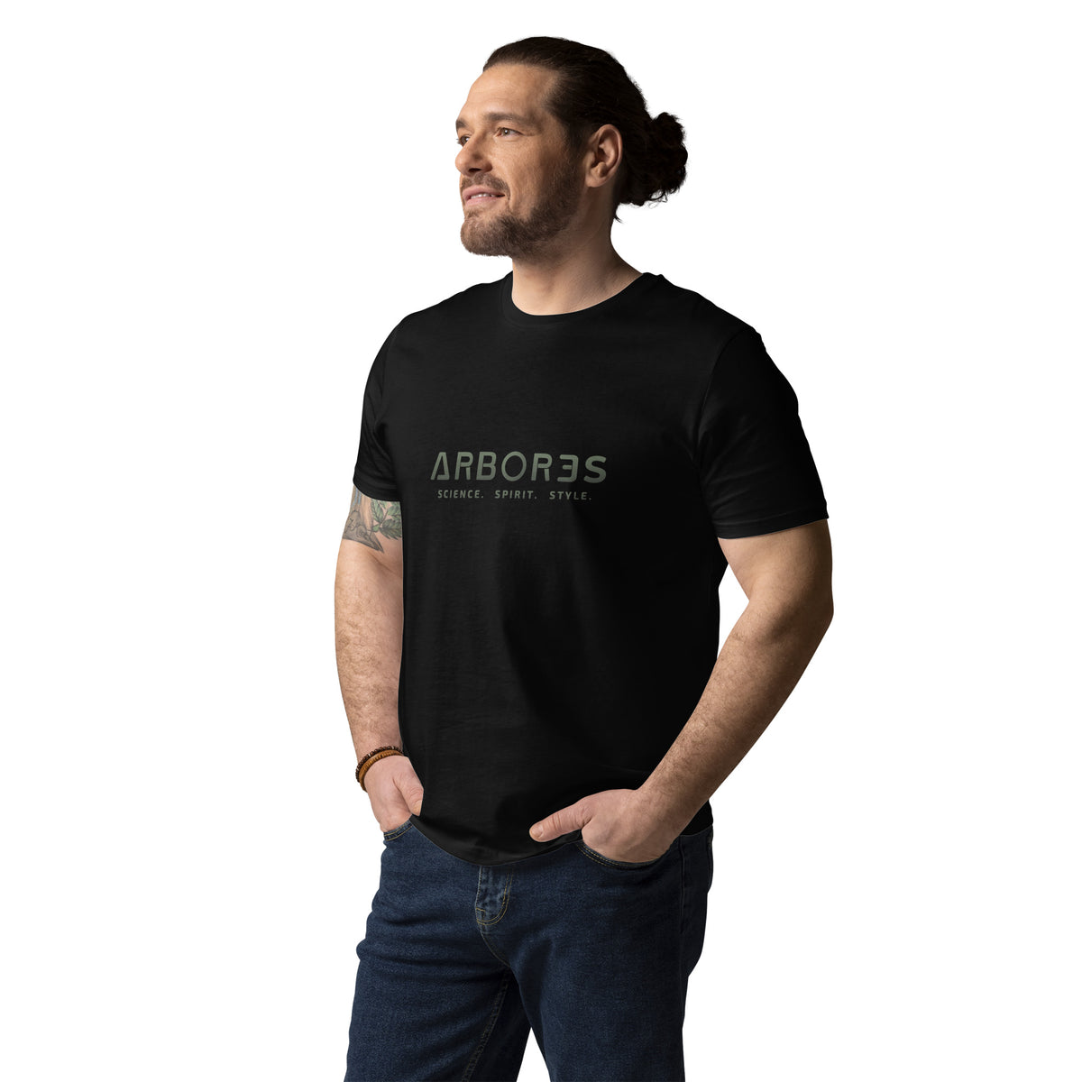 T-shirt bio ARBOR3S Signature Vert Canopée — noir — vue de face