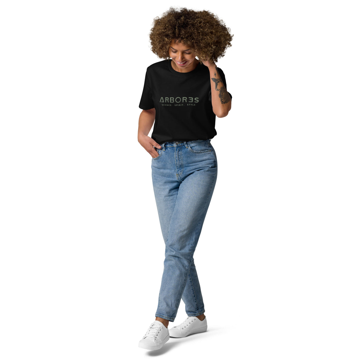 T-shirt bio ARBOR3S Signature Vert Canopée — noir — vue de face