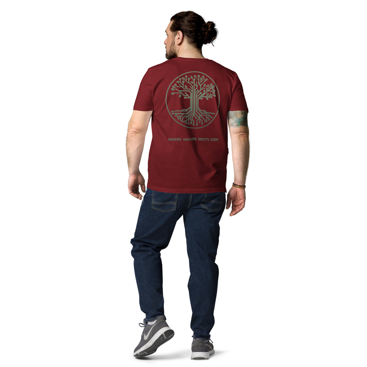 T-shirt bio ARBOR3S Signature Vert Canopée — bordeaux — vue de dos