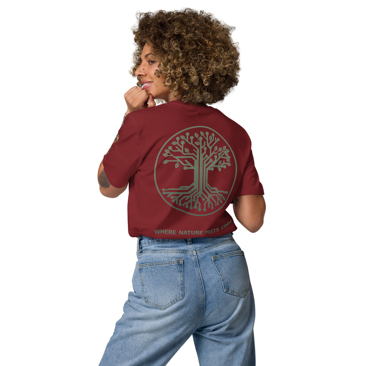 T-shirt bio ARBOR3S Signature Vert Canopée — bordeaux — vue de dos