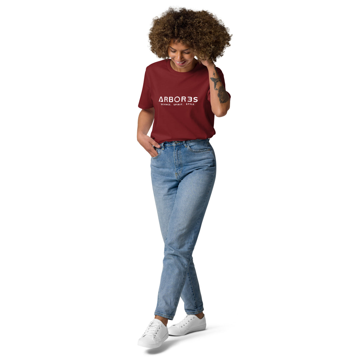 T-shirt bio ARBOR3S Signature Blanc Minéral — bordeaux — vue de face