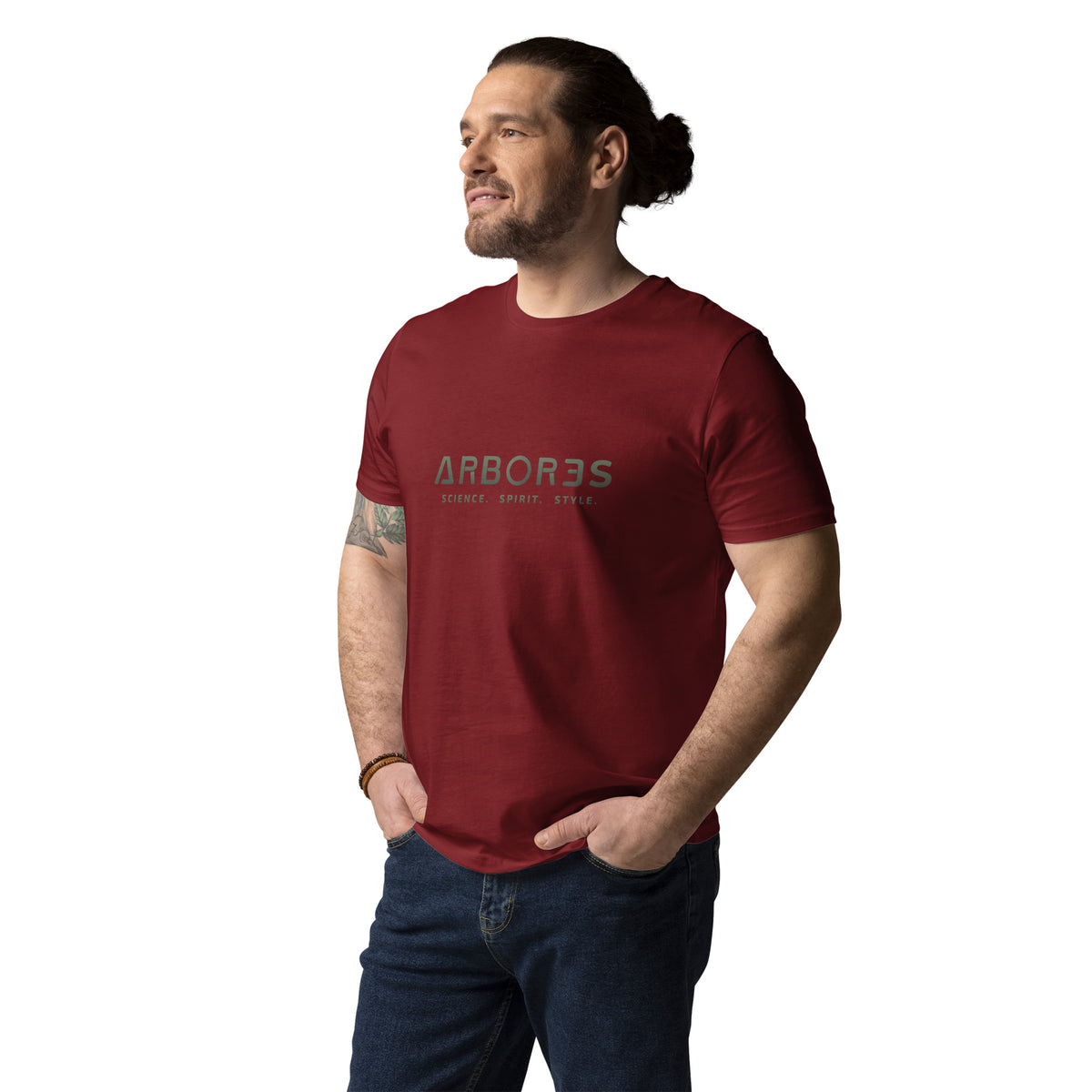 T-shirt bio ARBOR3S Signature Vert Canopée — bordeaux — vue de face