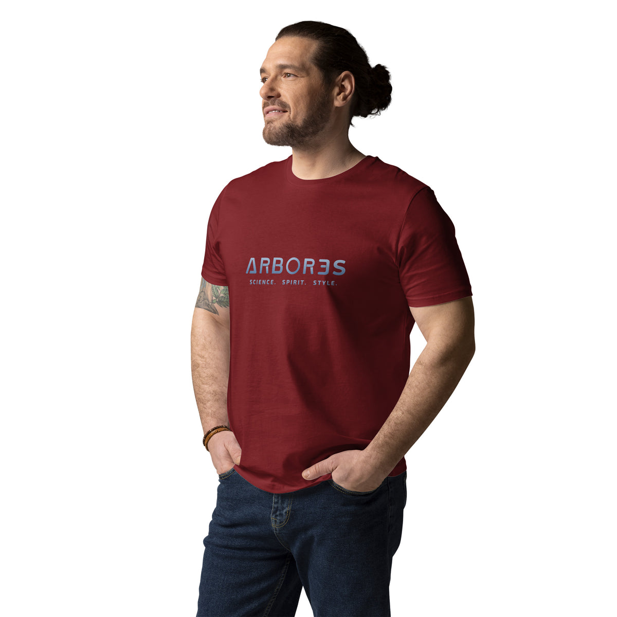 T-shirt bio ARBOR3S Signature Bleu Nébula — bordeaux — vue de face