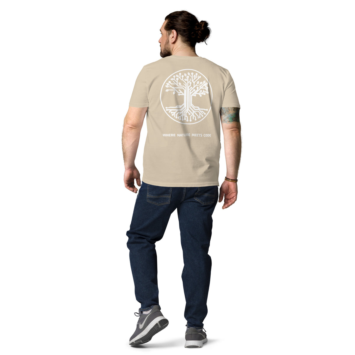 T-shirt bio ARBOR3S Signature Blanc Minéral — beige Desert Dust — vue de dos