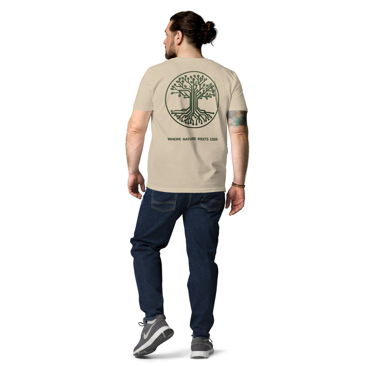 T-shirt bio ARBOR3S Signature Vert Canopée — beige Desert Dust — vue de dos