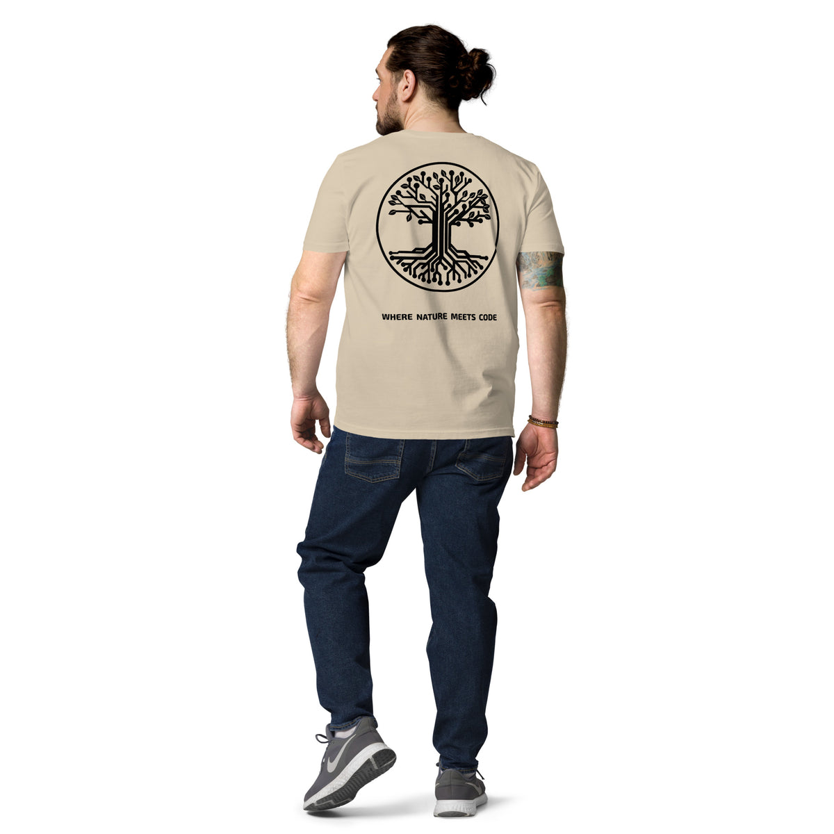 T-shirt bio ARBOR3S Signature Noir Carbone — beige Desert Dust — vue de dos
