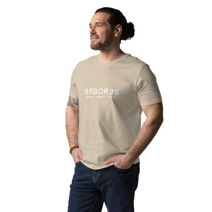 T-shirt bio ARBOR3S Signature Blanc Minéral — beige Desert Dust — vue de face
