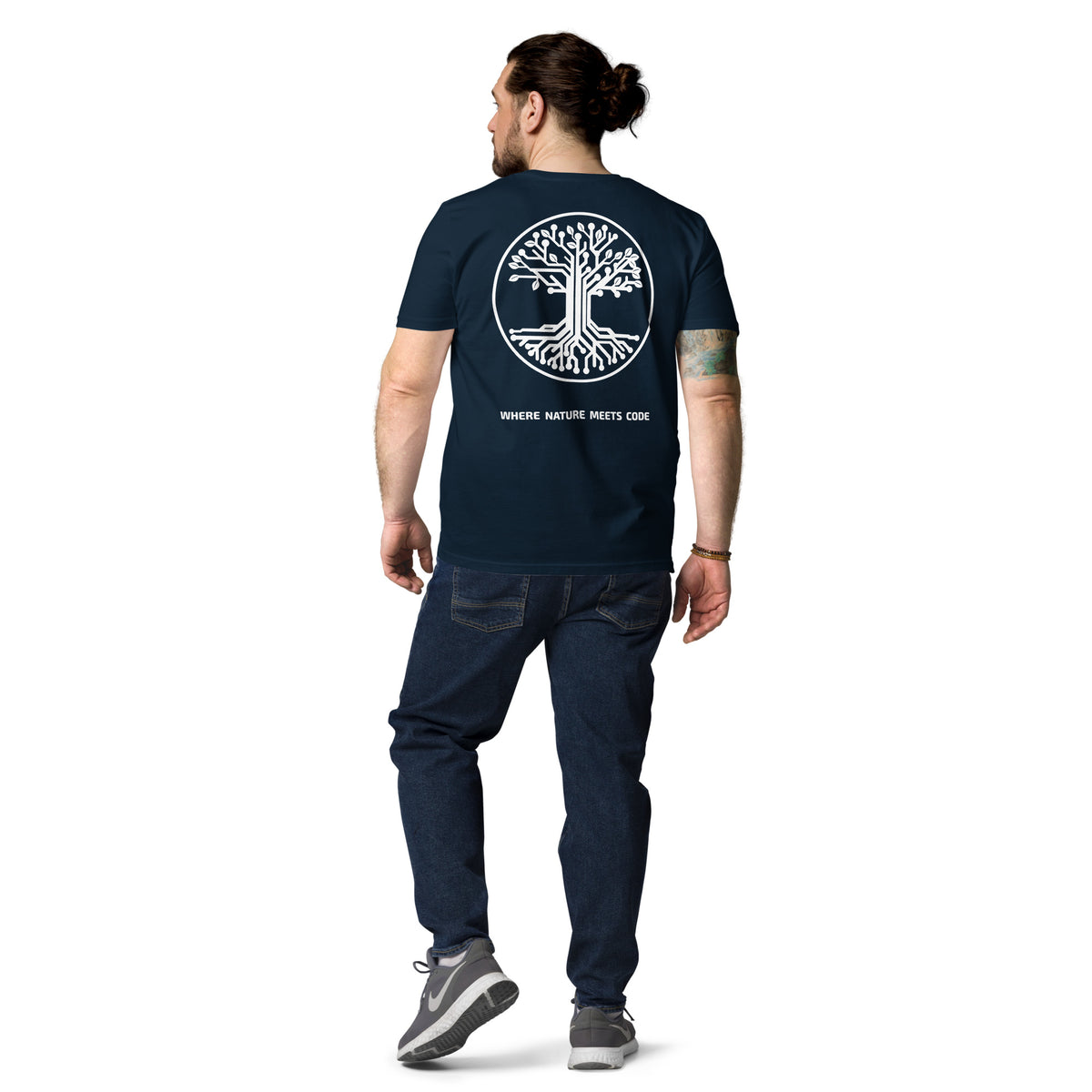 T-shirt bio ARBOR3S Signature Blanc Minéral — bleu marine — vue de dos