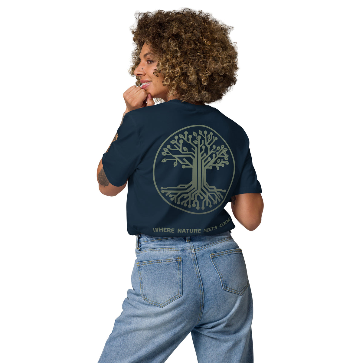 T-shirt bio ARBOR3S Signature Vert Canopée — bleu marine — vue de dos