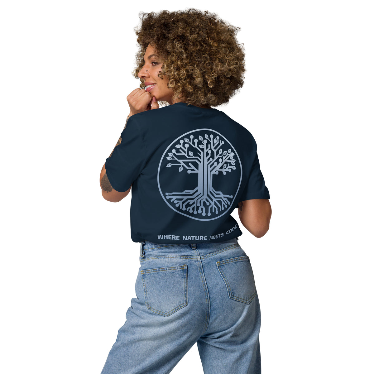 T-shirt bio ARBOR3S Signature Bleu Nébula — bleu marine — vue de dos