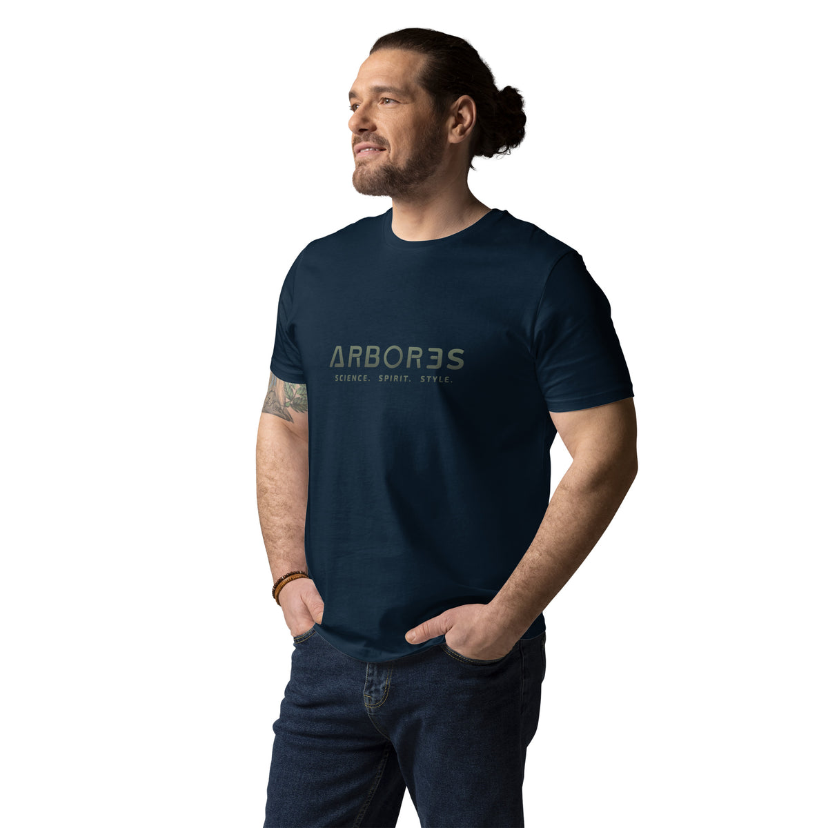 T-shirt bio ARBOR3S Signature Vert Canopée — bleu marine — vue de face