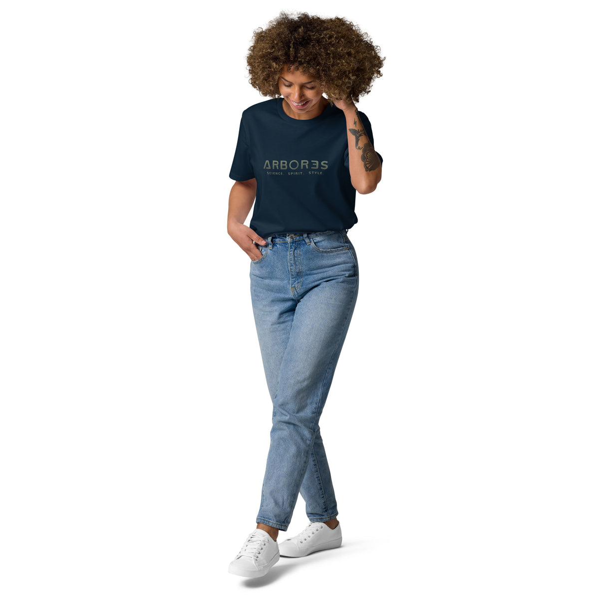T-shirt bio ARBOR3S Signature Vert Canopée — bleu marine — vue de face
