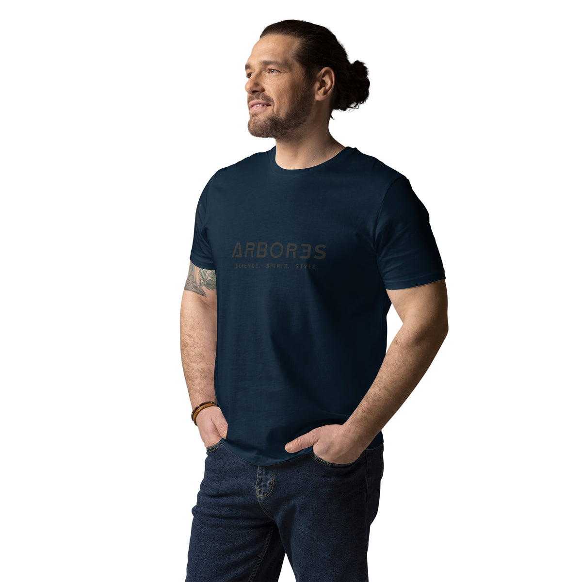 T-shirt bio ARBOR3S Signature Noir Carbone — bleu marine — vue de face