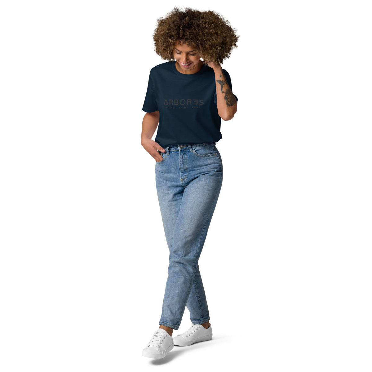 T-shirt bio ARBOR3S Signature Noir Carbone — bleu marine — vue de face
