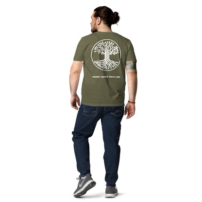 T-shirt bio ARBOR3S Signature Blanc Minéral — kaki — vue de dos