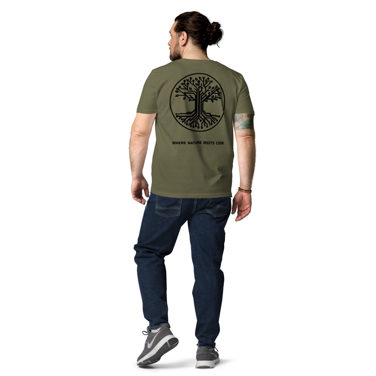 T-shirt bio ARBOR3S Signature Noir Carbone — kaki — vue de dos
