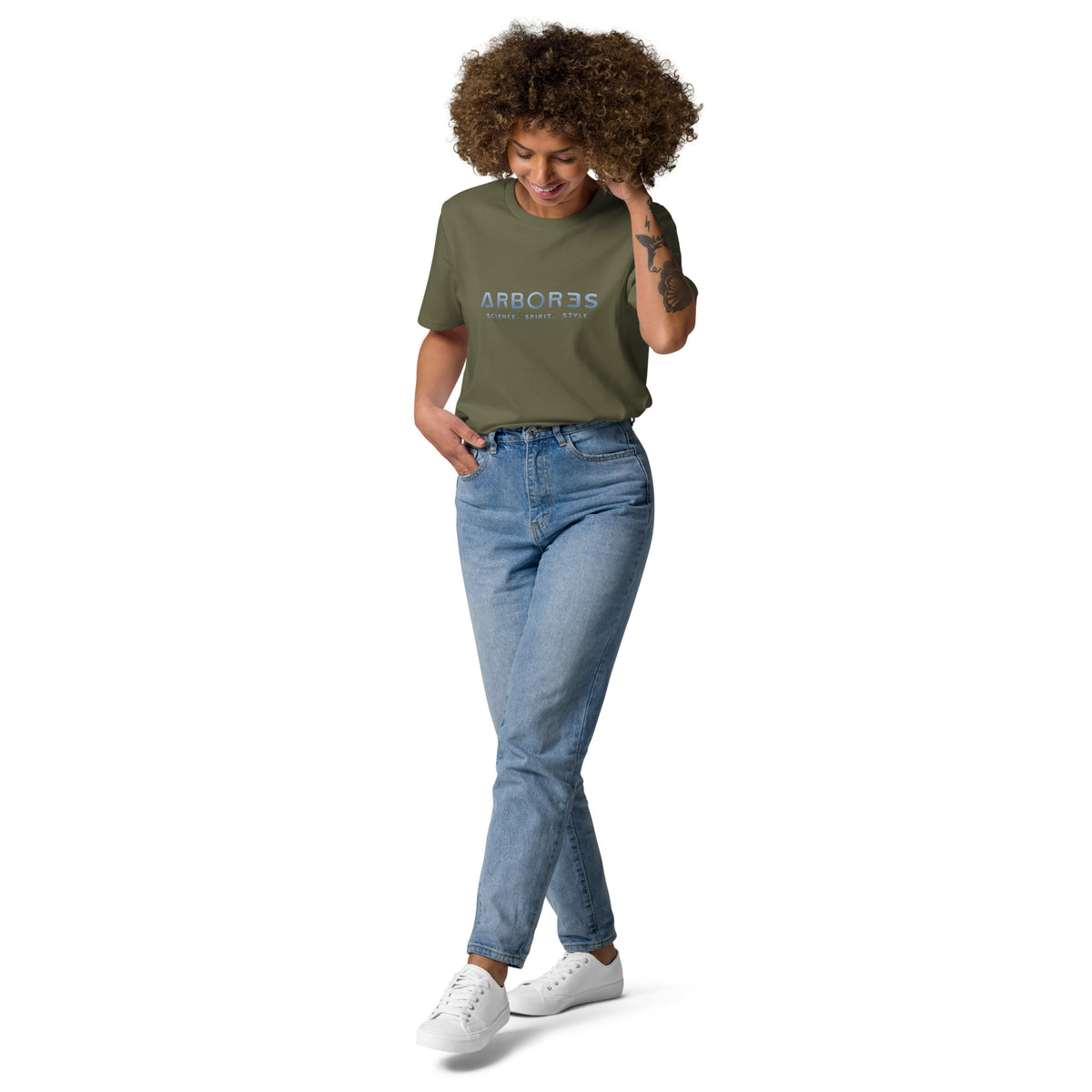 T-shirt bio ARBOR3S Signature Bleu Nébula — kaki — vue de face