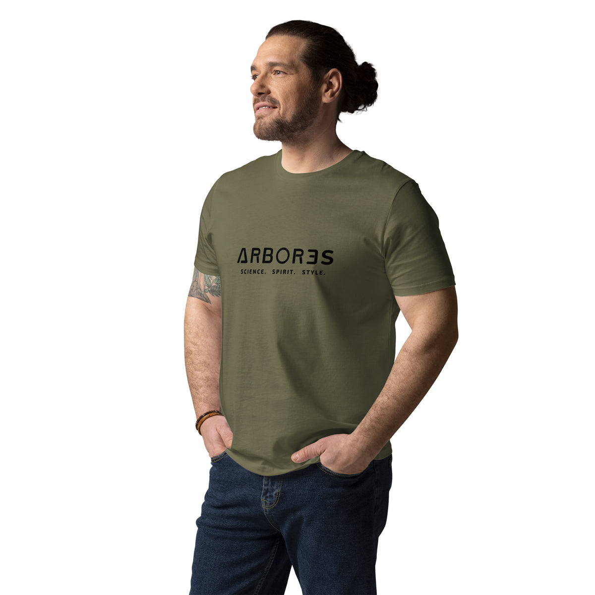 T-shirt bio ARBOR3S Signature Noir Carbone — kaki — vue de face