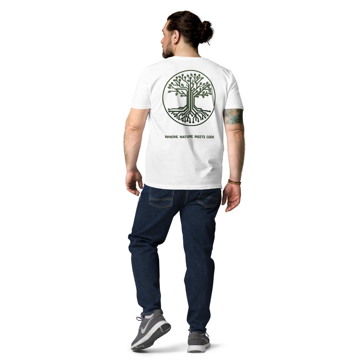 T-shirt bio ARBOR3S Signature Vert Canopée — blanc — vue de dos