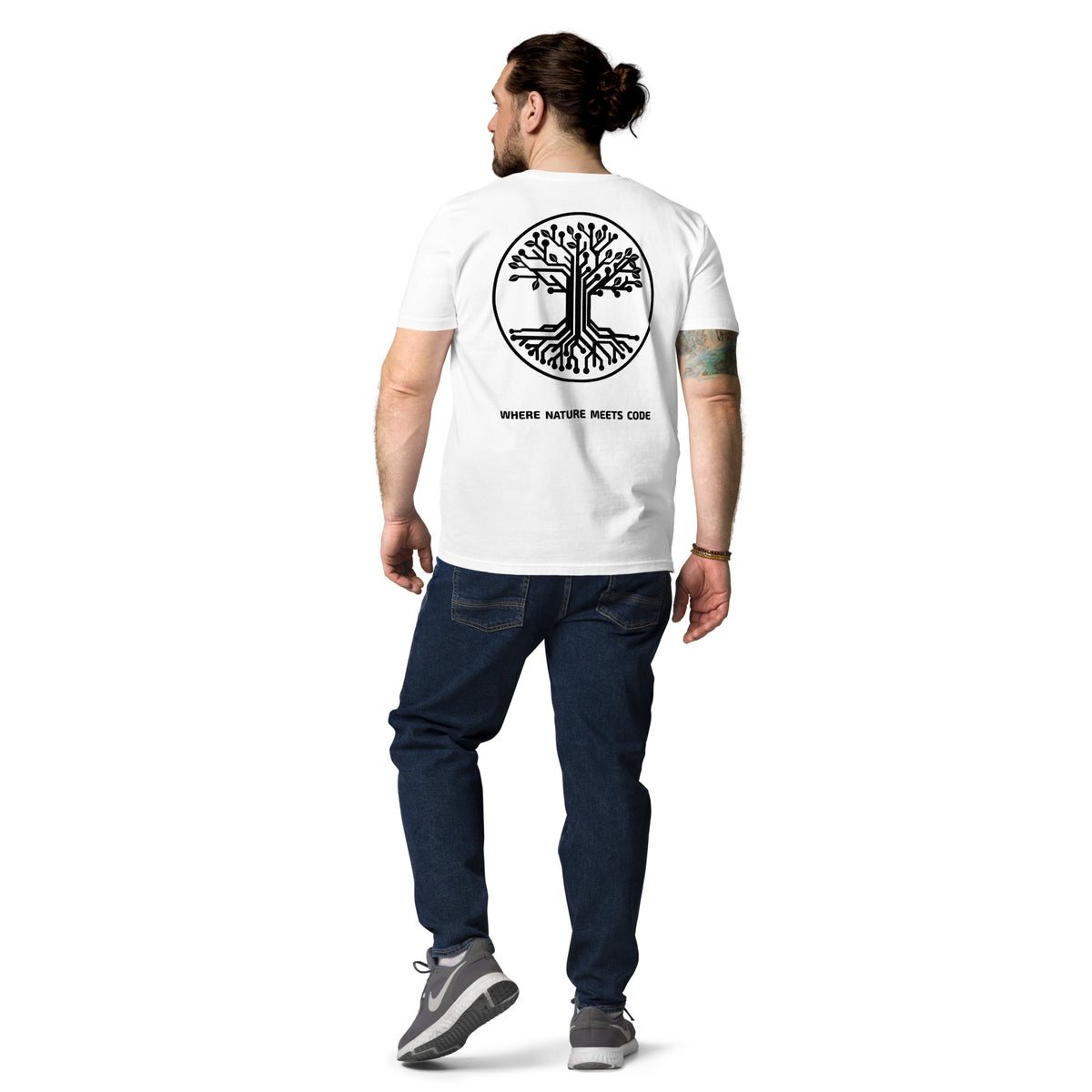 T-shirt bio ARBOR3S Signature Noir Carbone — blanc — vue de dos