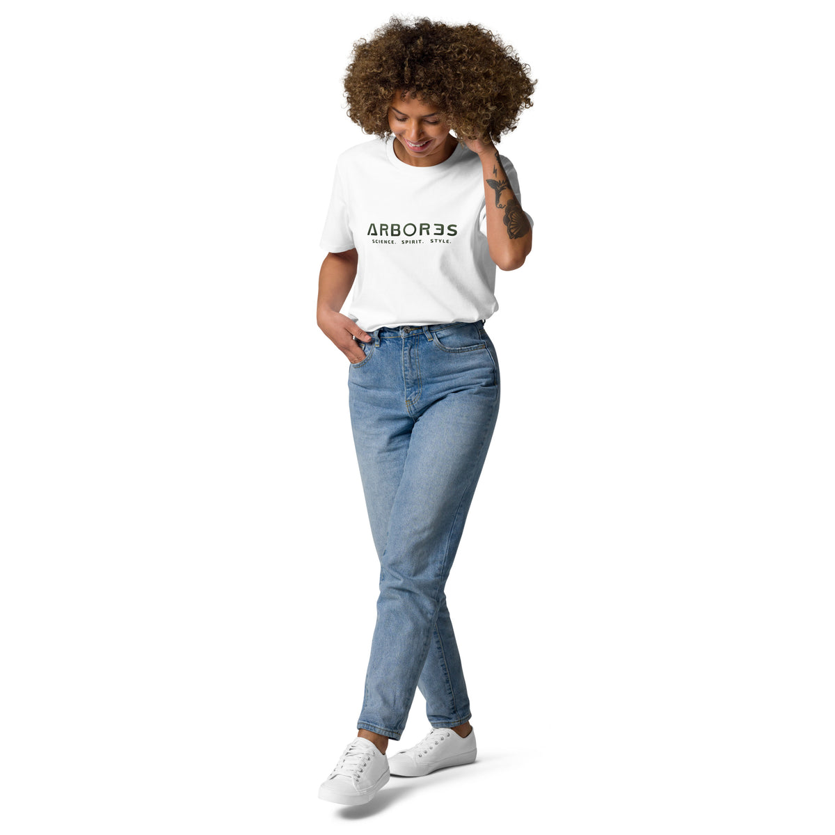 T-shirt bio ARBOR3S Signature Vert Canopée — blanc — vue de face