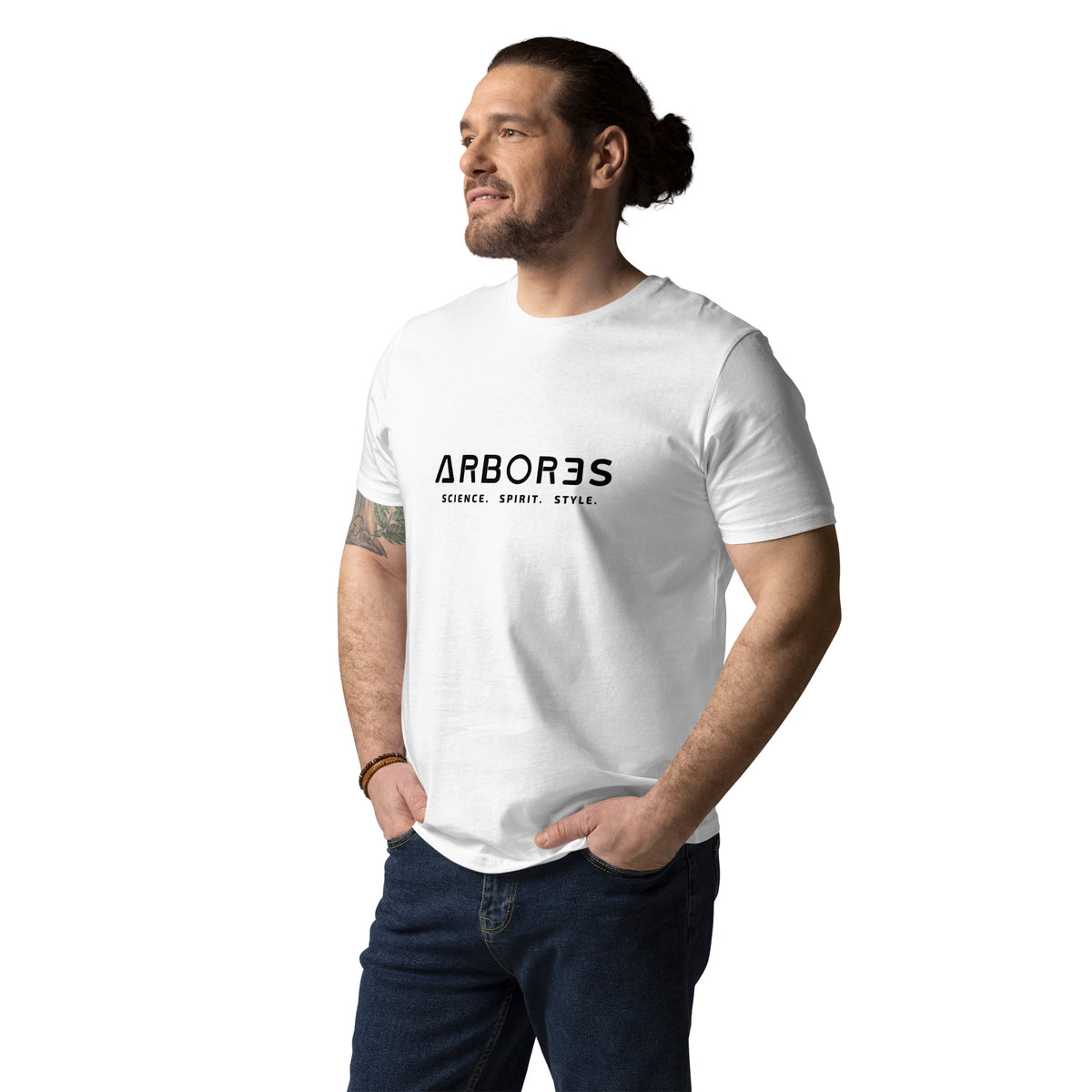 T-shirt bio ARBOR3S Signature Noir Carbone — blanc — vue de face