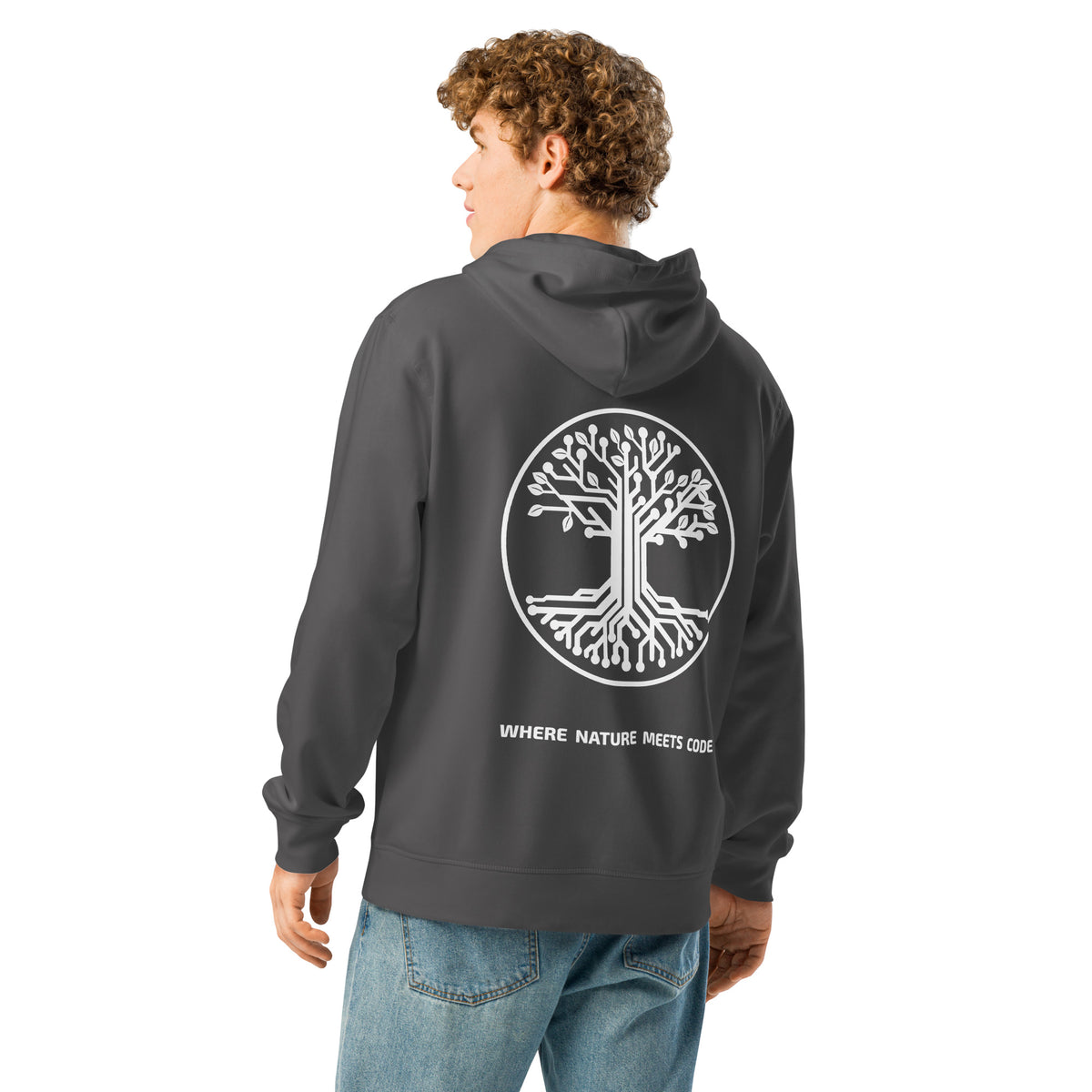 Hoodie bio ARBOR3S Signature Blanc Minéral — anthracite — vue de dos