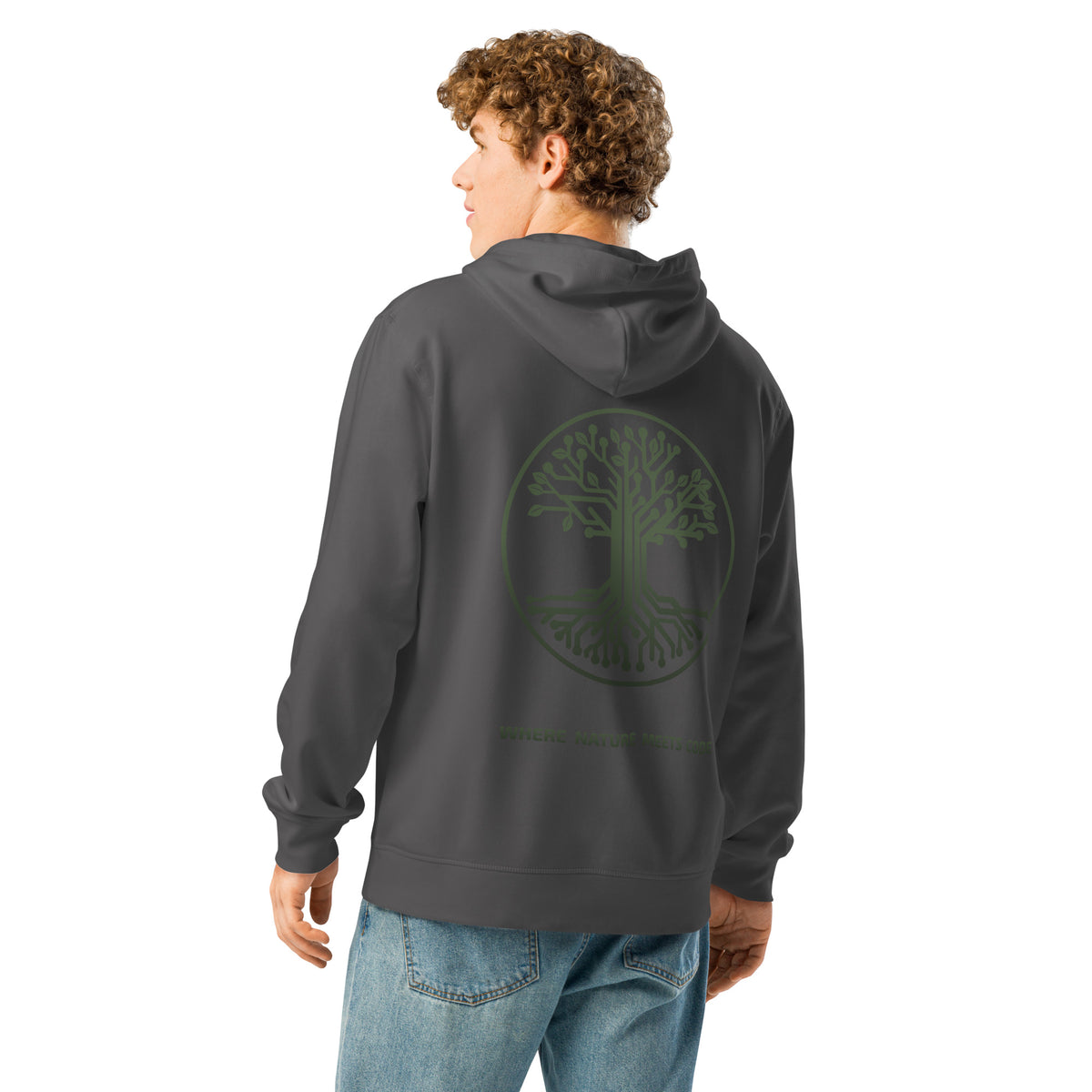 Hoodie bio ARBOR3S Signature Vert Canopée — anthracite — vue de dos