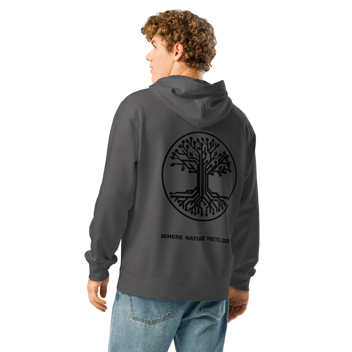 Hoodie bio ARBOR3S Signature Noir Carbone — anthracite — vue de dos